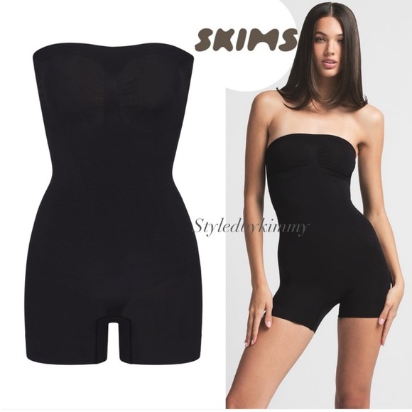 SKIMS STRAPLESS SHORTIE BODYSUIT Onyx S Small New - Picture 6 of 6